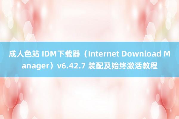 成人色站 IDM下载器（Internet Download Manager）v6.42.7 装配及始终激活教程