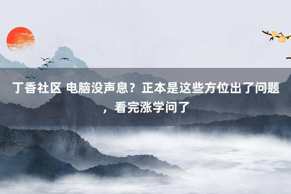 丁香社区 电脑没声息？正本是这些方位出了问题，看完涨学问了