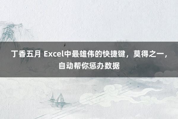 丁香五月 Excel中最雄伟的快捷键，莫得之一，自动帮你惩办数据