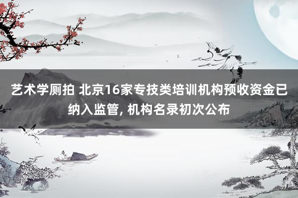 艺术学厕拍 北京16家专技类培训机构预收资金已纳入监管, 机构名录初次公布