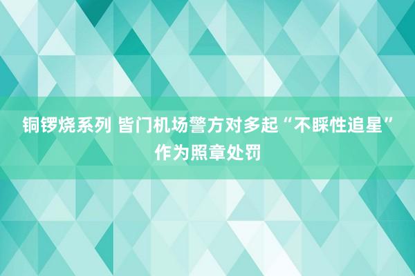 铜锣烧系列 皆门机场警方对多起“不睬性追星”作为照章处罚