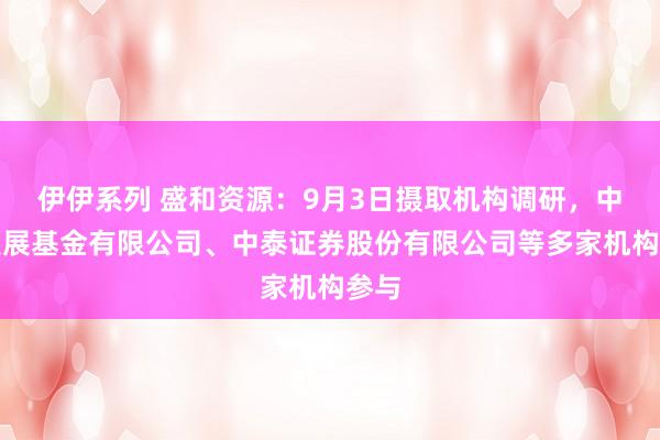 伊伊系列 盛和资源：9月3日摄取机构调研，中非发展基金有限公司、中泰证券股份有限公司等多家机构参与