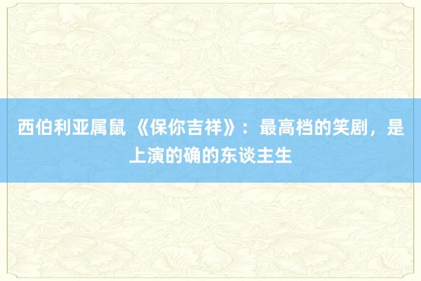 西伯利亚属鼠 《保你吉祥》：最高档的笑剧，是上演的确的东谈主生